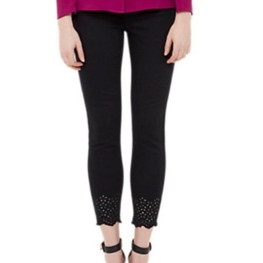 Ted Baker London Massiee Embroidered Cropped Skinny Jean With Eyelet Hem Size 25
